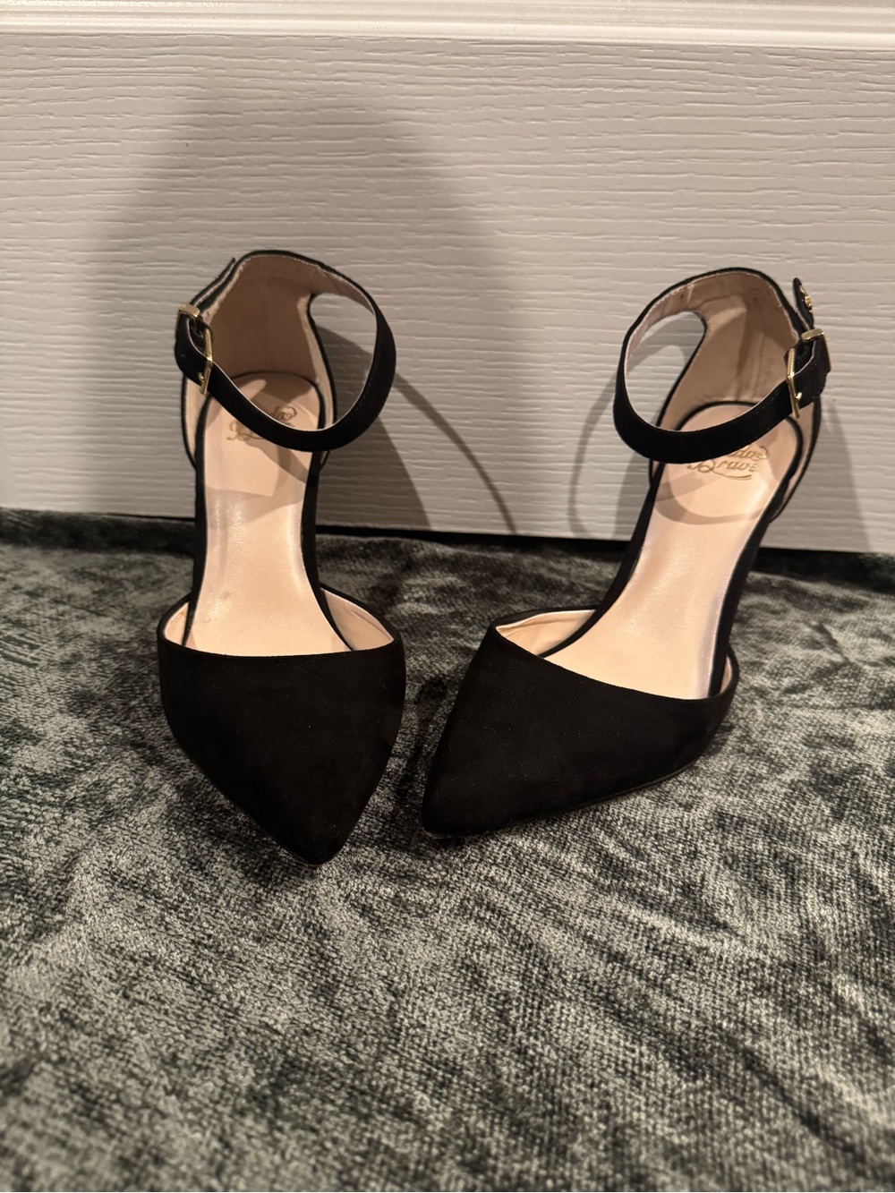 Classic Black Pointed-Toe Ankle-Strap Heels for Women